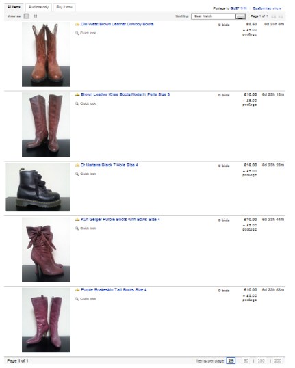 Shoe eBay auction