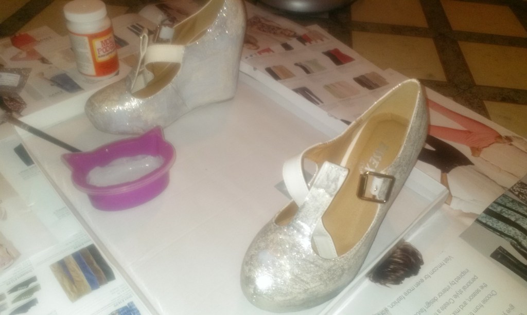 DIY glitter Mary Janes