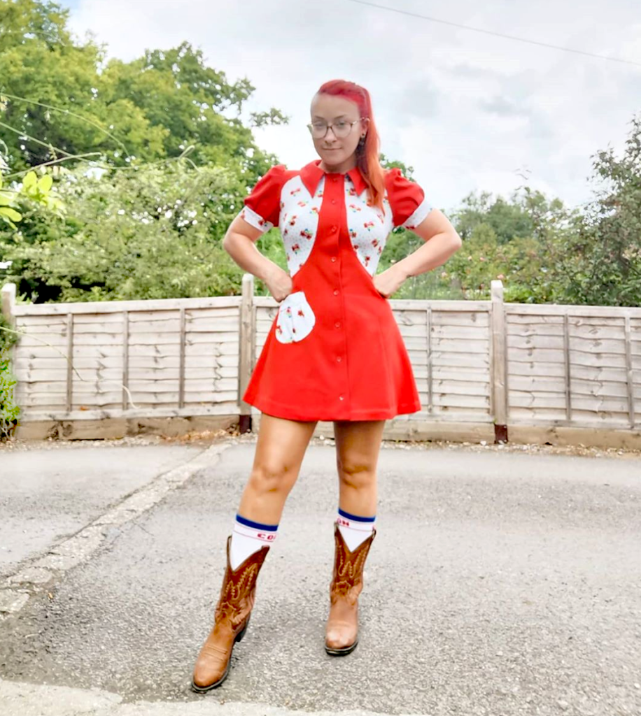 60s skater minidress with cowboy boots