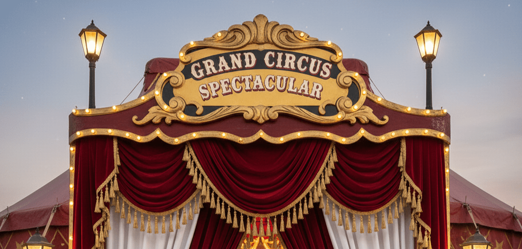 The entrance to a circus big top