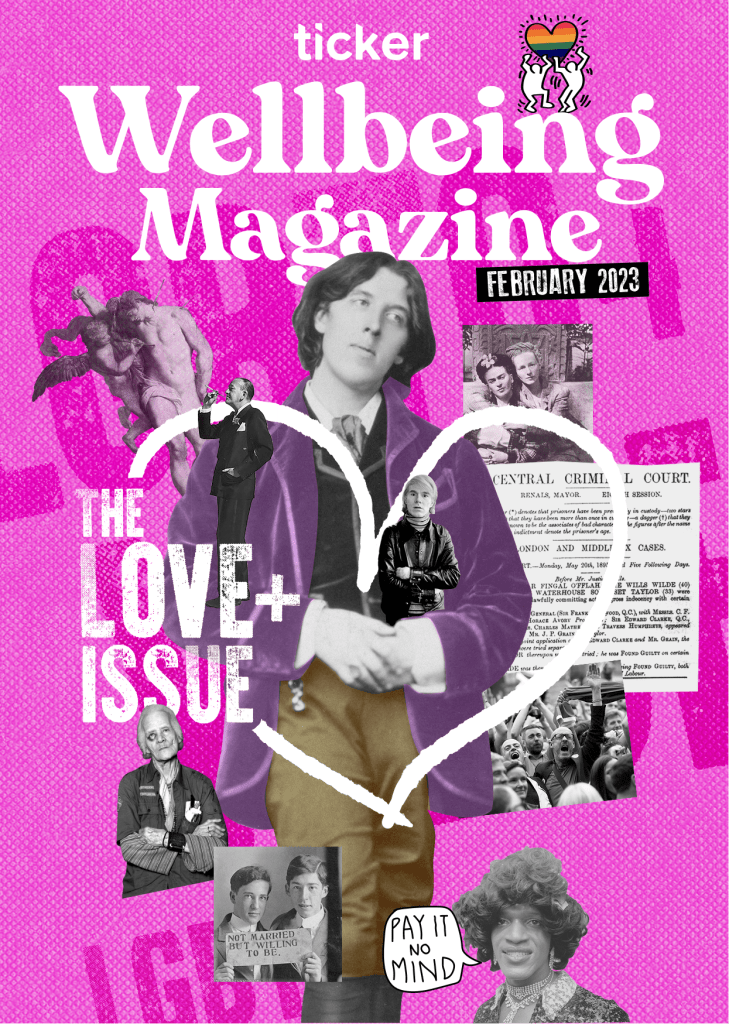 The Pride edition of the Ticker Wellbeing Magazine, featuring LGBTQIA+ icons from history